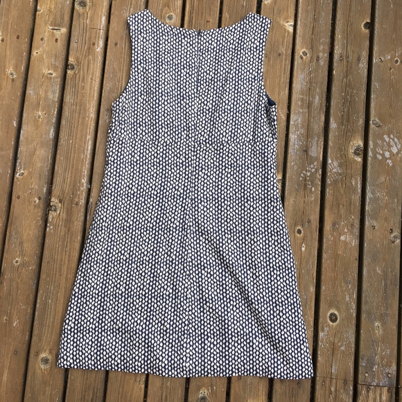 J. Crew Navy/Cream Patterned Dress 10 - Vintage - Picture 2 of 8